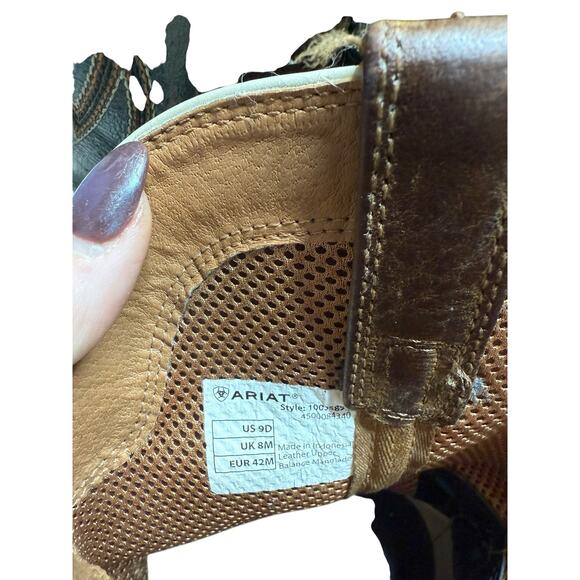 Ariat Square Toe Western Boots Blue Green Teal Shaft Brown Leather Men’s 9D - Picture 8 of 10